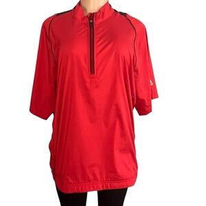 Adidas Wind Shirt Medium Red Golf Climaproof Breaker 1/4 Zip Short Sleeve